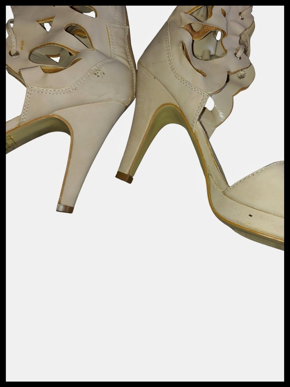 Lace-Up Cutout Knee-High Heels in Nude - Picture 6 of 6